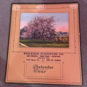 1930 Calendar Stockder Furniture Canon Colorado Advert Cherry Tree Pink